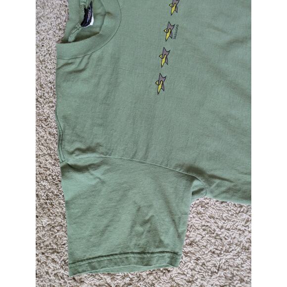 Y2K Sessions Shirt Mens XL Green 5 Stars Logo Skater Brand USA Streetwear Beachy - Picture 6 of 7